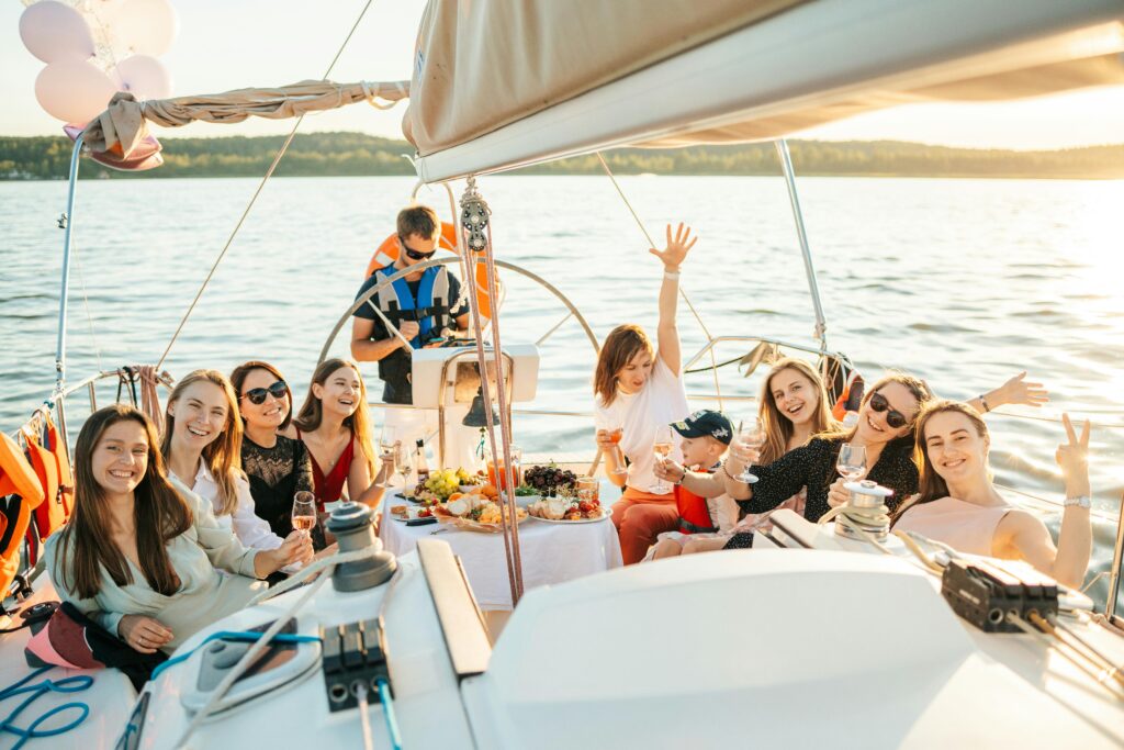 People celebrating at private yatch