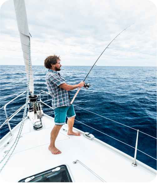 Angler casting a line into the ocean during a sport fishing trip in Cabo San Lucas